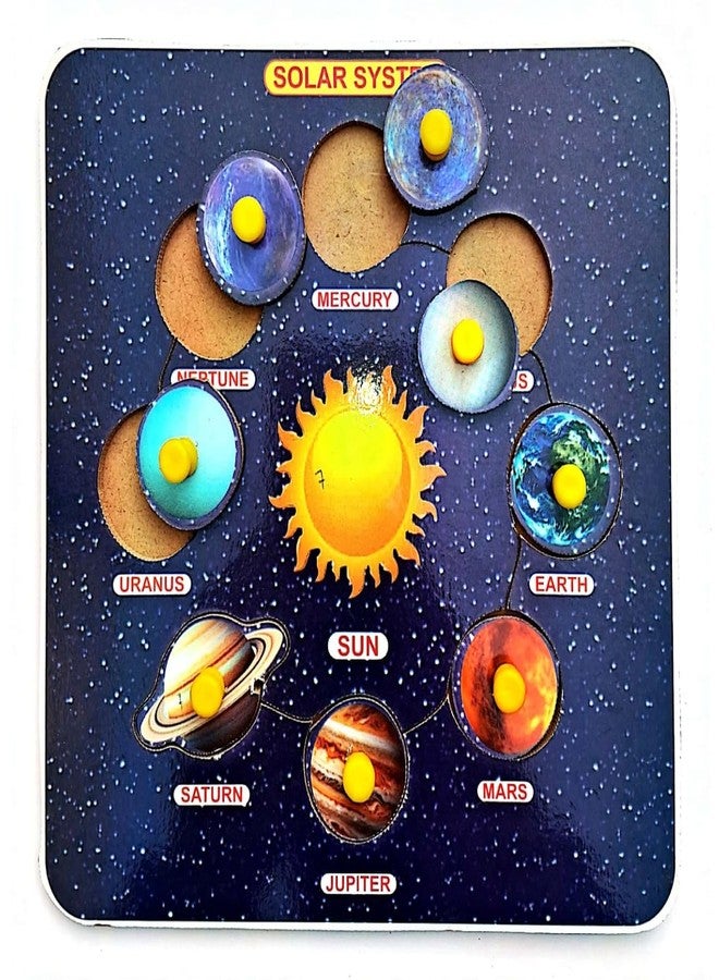 EL SMO Wooden Solar System Puzzle Educational Tray Toy, Pre-School Learning Kit, Colourful Learning Board - Image 3