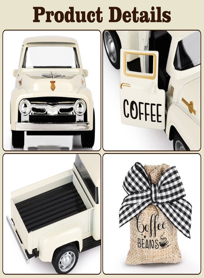 Hooqict ديكورات قهوة هوكيت لبار القهوة، شاحنة معدنية مع حبوب قهوة، كيس من الخيش، شاحنة بيك آب عتيقة لتزيين مطبخ ريفي، ركن قهوة، إكسسوارات بار قهوة منزلي، ديكور مقهى - Image 5