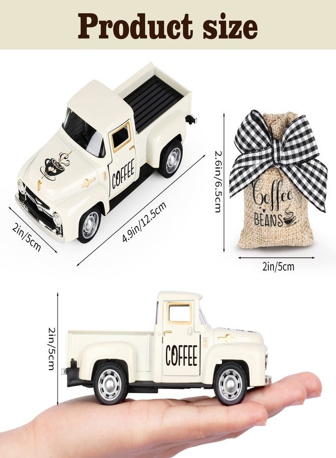 Hooqict ديكورات قهوة هوكيت لبار القهوة، شاحنة معدنية مع حبوب قهوة، كيس من الخيش، شاحنة بيك آب عتيقة لتزيين مطبخ ريفي، ركن قهوة، إكسسوارات بار قهوة منزلي، ديكور مقهى - Image 2