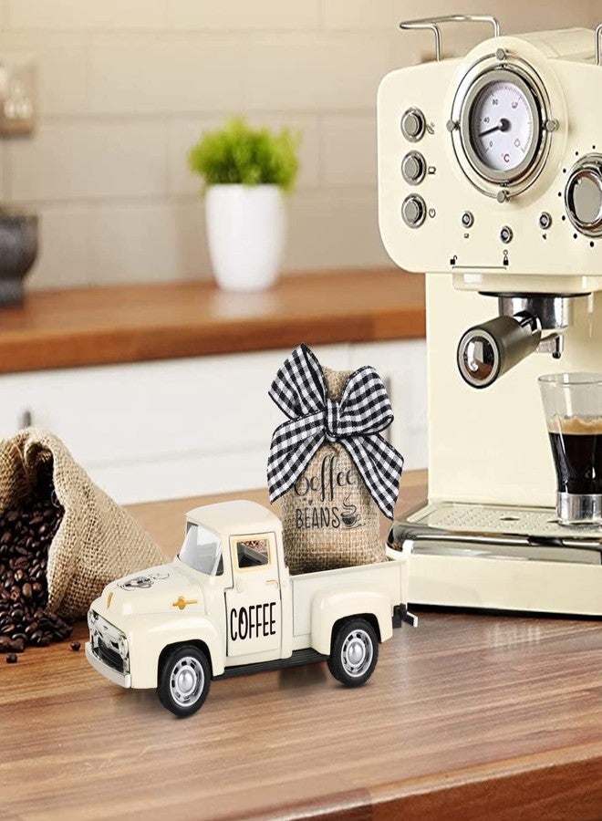 Hooqict ديكورات قهوة هوكيت لبار القهوة، شاحنة معدنية مع حبوب قهوة، كيس من الخيش، شاحنة بيك آب عتيقة لتزيين مطبخ ريفي، ركن قهوة، إكسسوارات بار قهوة منزلي، ديكور مقهى - Image 4