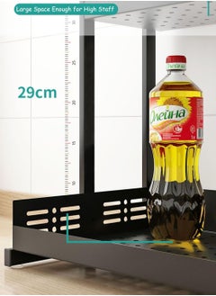 TYCOM Tycom Pull Out Spice Rack Organizer For Countertop and Cabinet,Standing Shelf Jars Storage Holder, Foldable Seasoning Shelf Organizer for Kitchen Storage,3 Layer Black.  - Image 2
