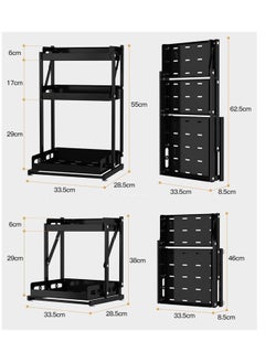 TYCOM Tycom Pull Out Spice Rack Organizer For Countertop and Cabinet,Standing Shelf Jars Storage Holder, Foldable Seasoning Shelf Organizer for Kitchen Storage,3 Layer Black.  - Image 3