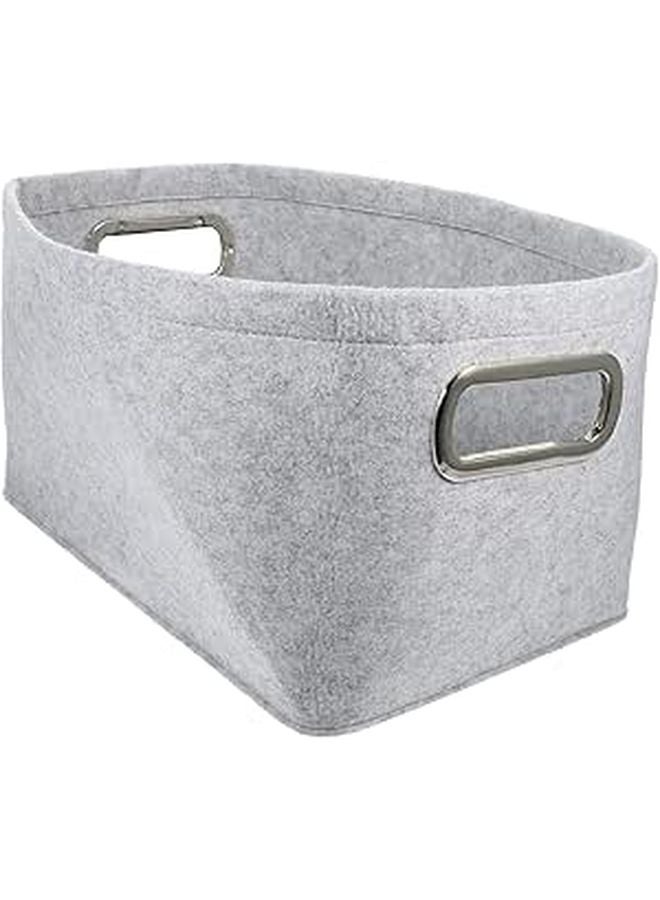 Large Capacity Felt Storage Basket With Handles Light Gray Organizer Bin For Clothes And Sundries - Image 1
