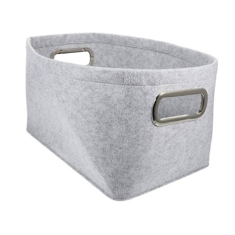 Large Capacity Felt Storage Basket With Handles Light Gray Organizer Bin For Clothes And Sundries - Image 2