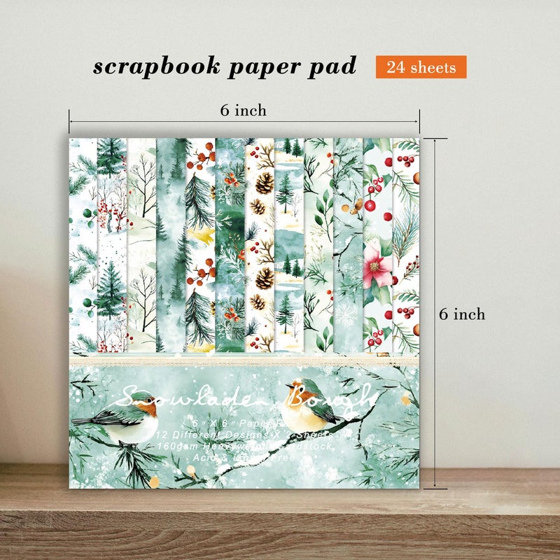 EAMOTOL Green Aesthetics Scrapbooking Paper Pad - 24 Sheets 6in Scenery Patterns Designed Cardstock for Wedding Origami Journals Decoupage Diary Material DIY Forest Crafts Gift Folded Wrapping - Image 3