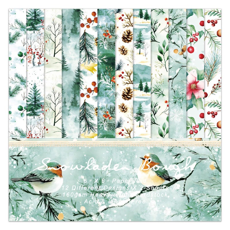 EAMOTOL Green Aesthetics Scrapbooking Paper Pad - 24 Sheets 6in Scenery Patterns Designed Cardstock for Wedding Origami Journals Decoupage Diary Material DIY Forest Crafts Gift Folded Wrapping - Image 1
