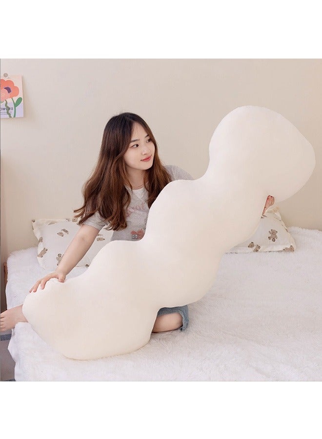 JCB CHIC وسائد قطنية على شكل غيوم ， وسادة حمل مبردة ， وسادة قطنية ثلاثية الأبعاد ， وسادة دعم كامل للجسم ， حشوة إسفنجية قابلة للغسل، غطاء حريري ثلجي قابل للغسل (أبيض، 130 سم) - Image 1