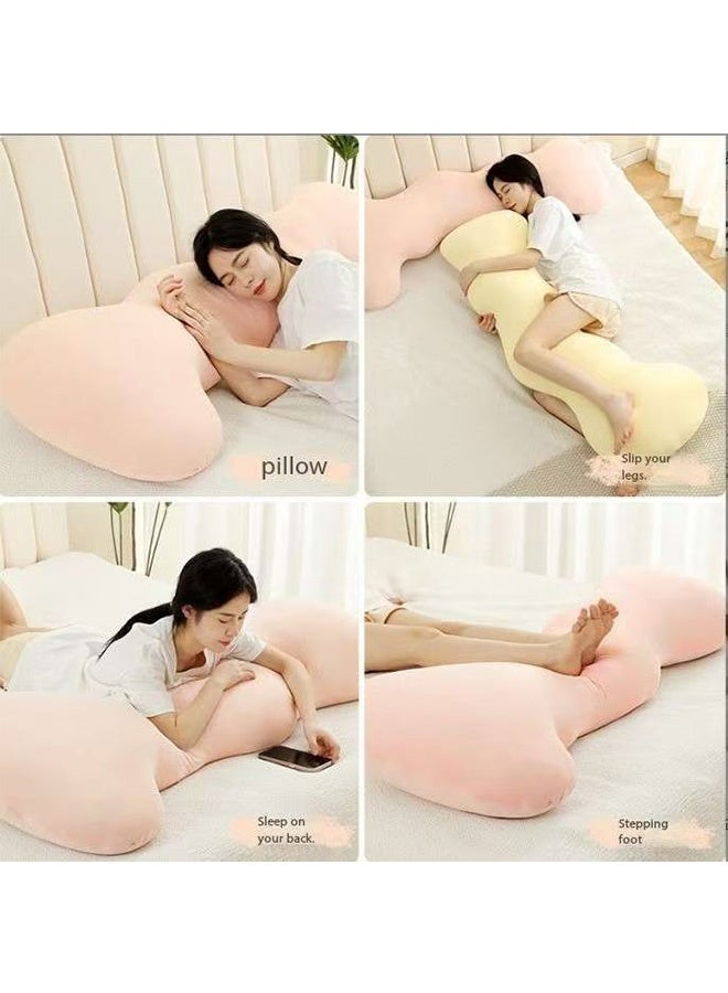 JCB CHIC وسائد قطنية على شكل غيوم ， وسادة حمل مبردة ， وسادة قطنية ثلاثية الأبعاد ， وسادة دعم كامل للجسم ， حشوة إسفنجية قابلة للغسل، غطاء حريري ثلجي قابل للغسل (أبيض، 130 سم) - Image 4