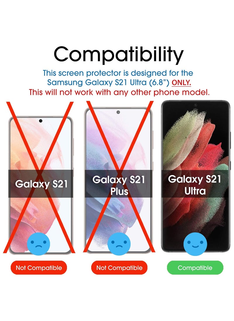 Amfilm (2 Pack) amFilm Elastic Skin Screen Protector for Samsung Galaxy S21 Ultra 5G 6.8 inch, Fingerprint ID Compatible, with Easy Installation Alignment Tool and Video, HD Clear, TPU Film Full Coverage  - Image 2