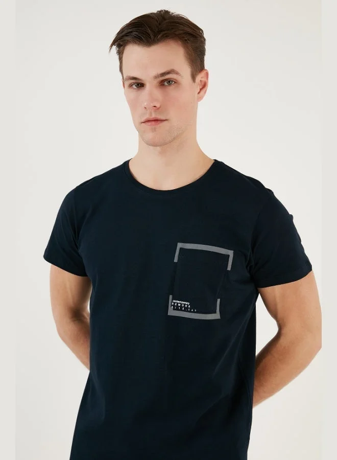 بوراتي تي شيرت رجالي قطن بياقة دائرية بقصة ضيقة من بوراتي