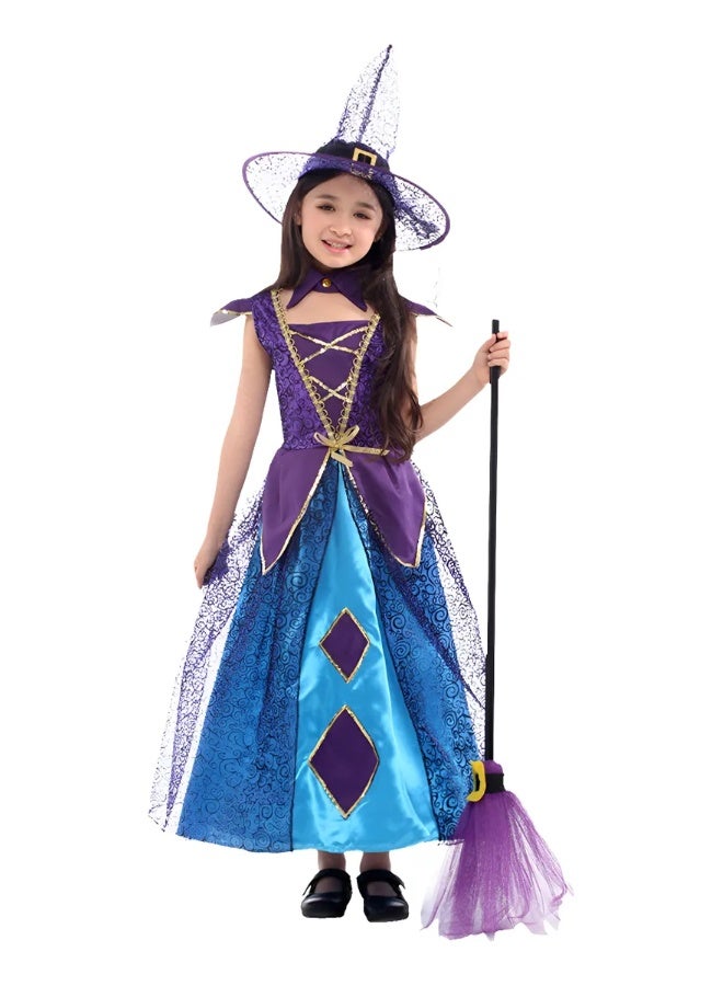 Toyland Kids Witch Costume with Hat and Broom – Halloween Fancy Dress - Image 1