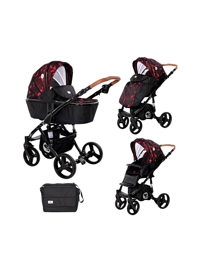 لوريلي عربة أطفال ريميني + حقيبة روبي أحمر وأسود - Image 1