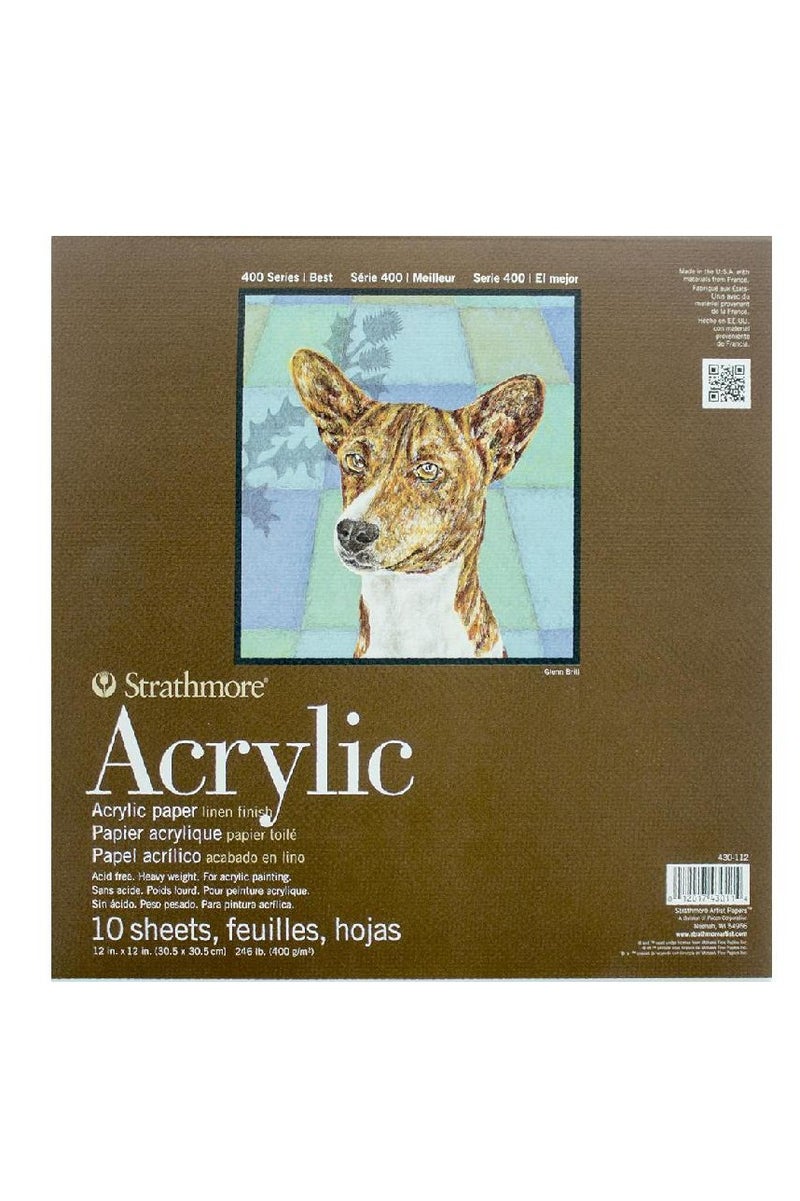 Strathmore 400 Acrylic Painting Pad Heavyweight Linen Finish400 gsmWhite12 X 12 in10 Sheets