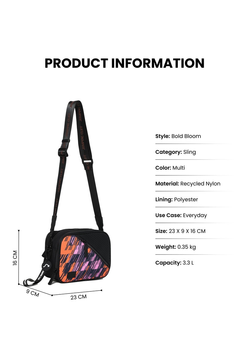 Jumping Cliff Women's Bold Bloom Sling Bag – Travel/Camera Crossbody Bag, Lightweight, Water-Resistant, Portable, Multi-Pocket Shoulder Purse with Geometric Print, Nylon, Sustainable Design (23 x 9 x 16 cm, 3.3L)  - Image 4