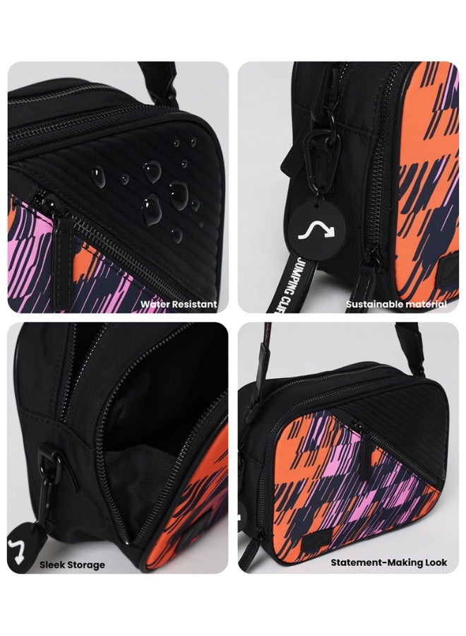 Jumping Cliff Women's Bold Bloom Sling Bag – Travel/Camera Crossbody Bag, Lightweight, Water-Resistant, Portable, Multi-Pocket Shoulder Purse with Geometric Print, Nylon, Sustainable Design (23 x 9 x 16 cm, 3.3L)  - Image 5