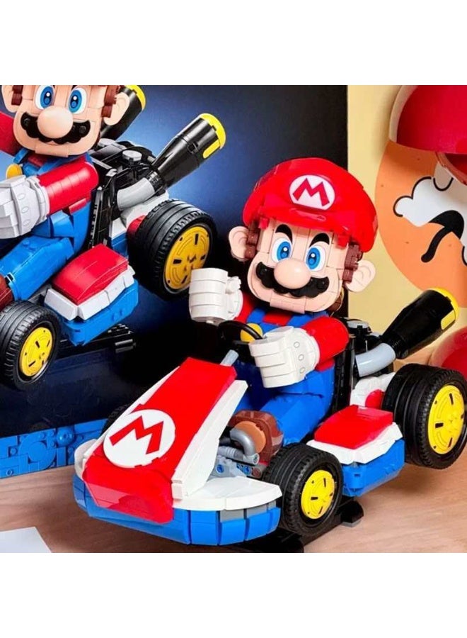 1975 pieces New big model Super Mario Kart Kart, Mario Building Blocks Puzzle Assembly Toy,Super Mario Series - Classic Characters & Gold Star Kart Collector's Set - Image 1