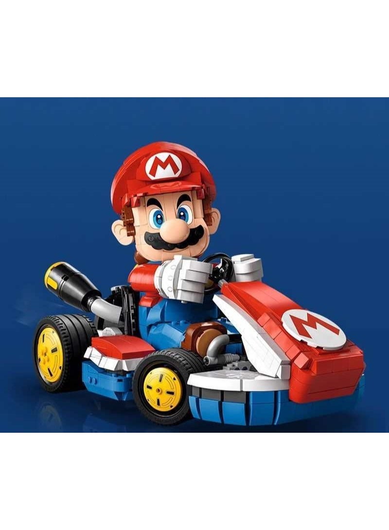 1975 pieces New big model Super Mario Kart Kart, Mario Building Blocks Puzzle Assembly Toy,Super Mario Series - Classic Characters & Gold Star Kart Collector's Set - Image 4