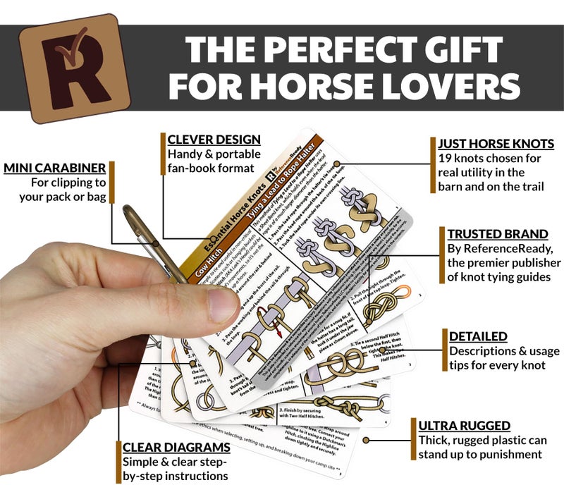 ReferenceReady Horse Knot Cards â€“ Pocket Guide to 19 Pack and Trail Riding Knots - Horse Stuff for Girls and Boys - Image 2