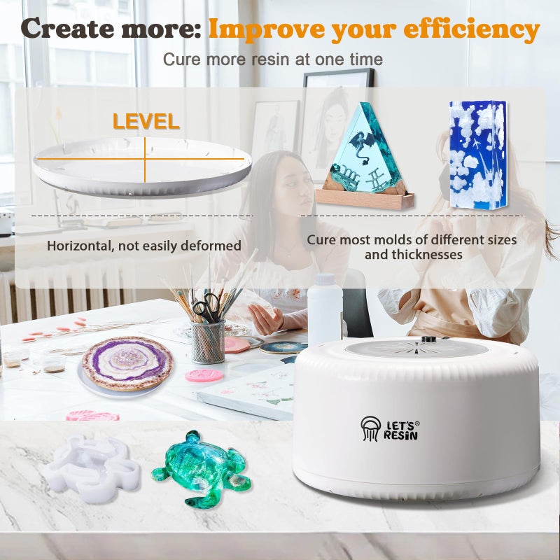 LET'S RESIN Curing Machine for Resin - 3 Hours Auto Dryer With Large Tray, One-Button Setting, No Deformation Quick Supplies for DIY, Silicone Molds, 3D Silicone Molds - Image 3