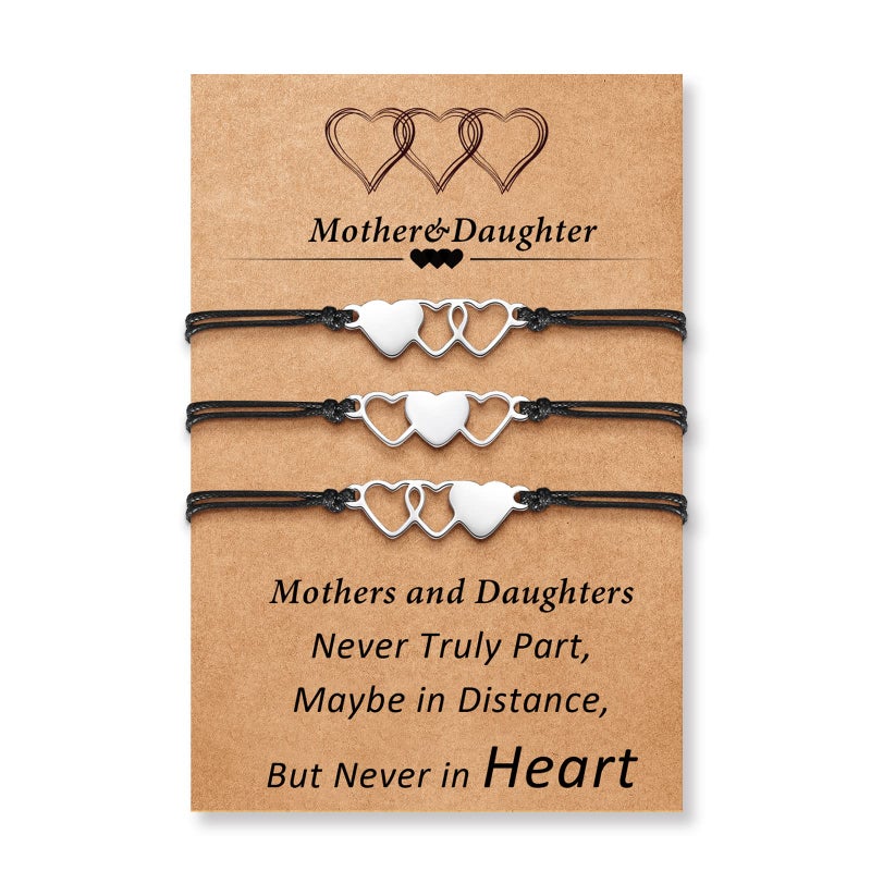 Desimtion Mother Daughter Bracelets Set for 2,3,4,5,6 Mothers Day Gifts for Mom from Daughter Mommy and Me Matching Heart Wish Bracelets - Image 1