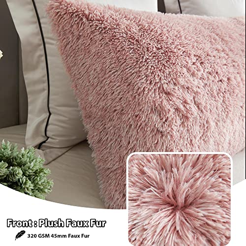 LIFEREVO Body Pillow Cover with Zipper Closure,Luxury Shaggy Ultra Soft Plush Faux Fur Pillowcase 20"x54" for Bed Couch,Microfiber Long Pillowshams for Adults Pregnant Women/Mother/Wife(Ombre Pink) - Image 3