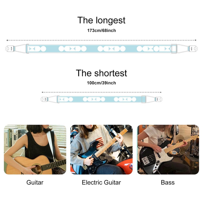 TOM Guitar Strap with Patent Solid Quick-Lock Silicone Buckle, Sturdy & Fearless of Falling, 2" Width Nylon Webbing, Non-Scratch Design for Acoustic/Electric/Bass Guitars (Baby Blue) - Image 5