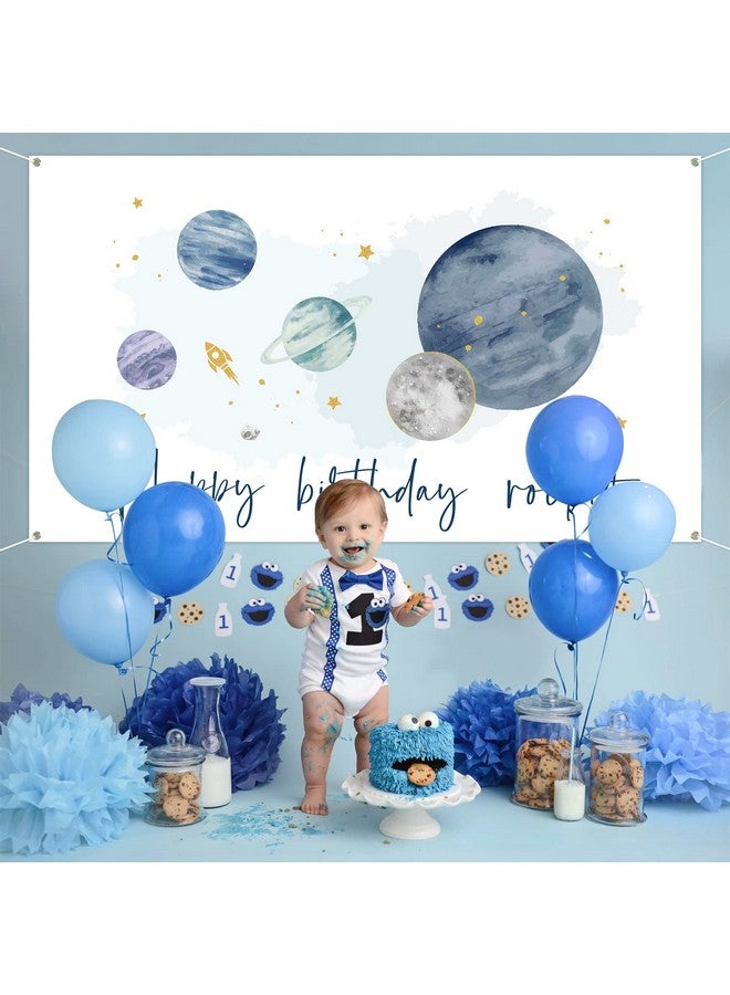 GROBRO7 Outer Space Birthday Party Backdrop Solar System Rocket Watercolor Banner Extra Large Planets Background Banners Baby Shower Party Decor Supplies For Indoor Photo Booth Props 6.5 X 3.7 Ft - Image 4