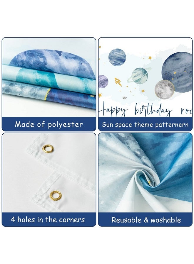 GROBRO7 Outer Space Birthday Party Backdrop Solar System Rocket Watercolor Banner Extra Large Planets Background Banners Baby Shower Party Decor Supplies For Indoor Photo Booth Props 6.5 X 3.7 Ft - Image 3