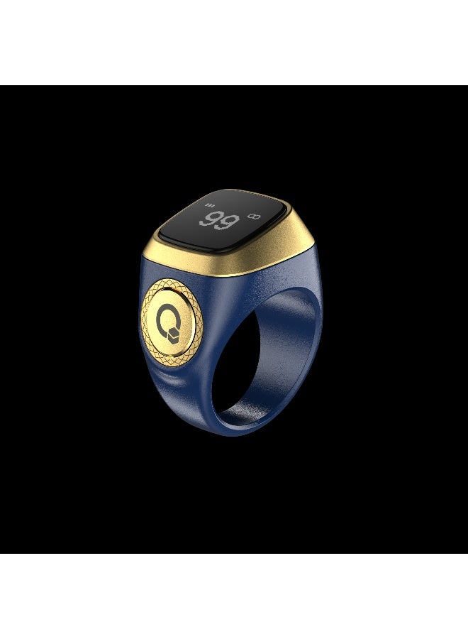 Navy Blue E01 BR20# Smart Tasbih Counter Ring 💍 with OLED Display, Bluetooth V5.1, Waterproof Design 💧, 45mAh Rechargeable Battery, and Max Count 65,000 🔢 - Image 1