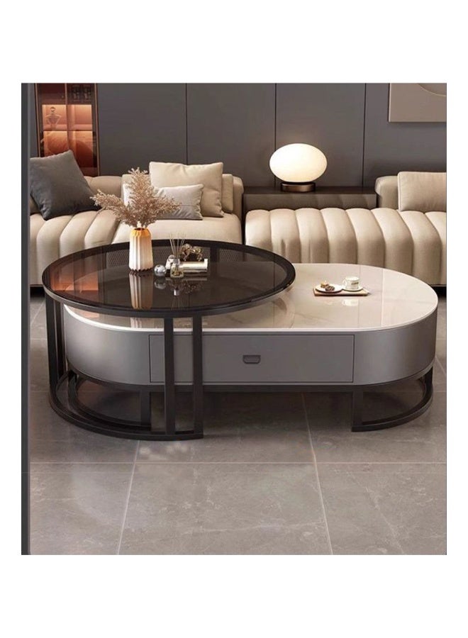 NKX Modern Coffee Table Sofa Side Table End Table Snack Table Fashion Design for Living Room Bedroom Office 100CM White+Grey+Black - Image 1
