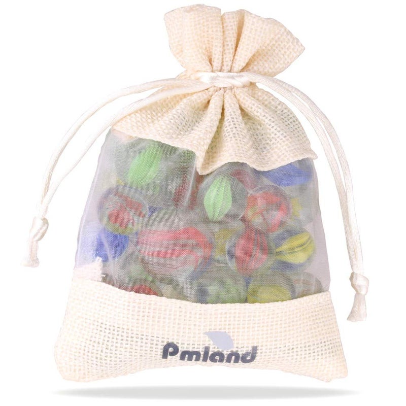 PMLAND 40 Pcs Cats Eyes Glass Marbles Sling Shot Ammo Assorted Colors with a Free Bonus Shooter Marble Drawstring Storage Bag - Image 2
