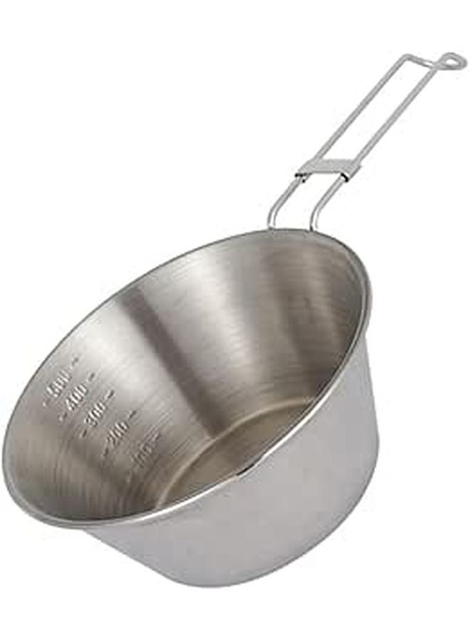 Large Stainless Steel Folding Handle Camping Bowl Rust Resistant Outdoor Travel Picnic BBQ Cookware - Image 1