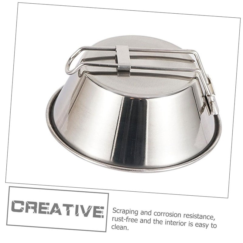 Large Stainless Steel Folding Handle Camping Bowl Rust Resistant Outdoor Travel Picnic BBQ Cookware - Image 5