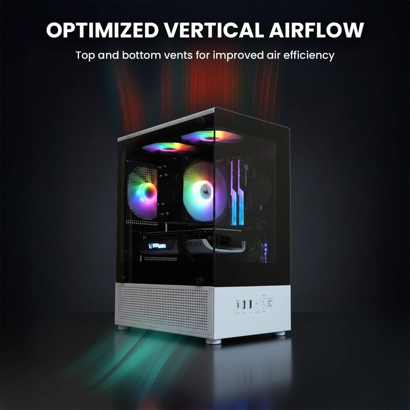 Zalman CUBIX-G Micro-ATX PC Case, MATX Case with 3 X 120mm FRGB Fans Pre-Installed, Panoramic View Tempered Glass Panels, USB Type-C Port, Fits up to 280mm GPUs (Panda) - Image 4
