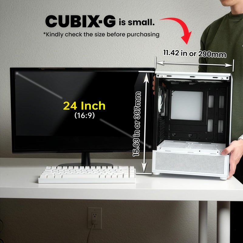 Zalman CUBIX-G Micro-ATX PC Case, MATX Case with 3 X 120mm FRGB Fans Pre-Installed, Panoramic View Tempered Glass Panels, USB Type-C Port, Fits up to 280mm GPUs (Panda) - Image 3
