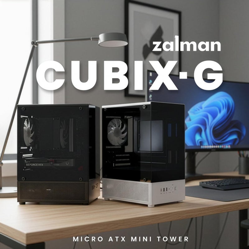 Zalman CUBIX-G Micro-ATX PC Case, MATX Case with 3 X 120mm FRGB Fans Pre-Installed, Panoramic View Tempered Glass Panels, USB Type-C Port, Fits up to 280mm GPUs (Panda) - Image 2