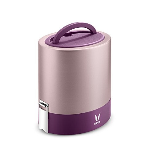 VAYA TYFFYN Lunch Box for Office for Men, with Polished Stainless Steel Containers, 1000ml Thermal Insulated , Hot Tiffin Box with 3 Compartments, Without BagMat, Purple - Image 2
