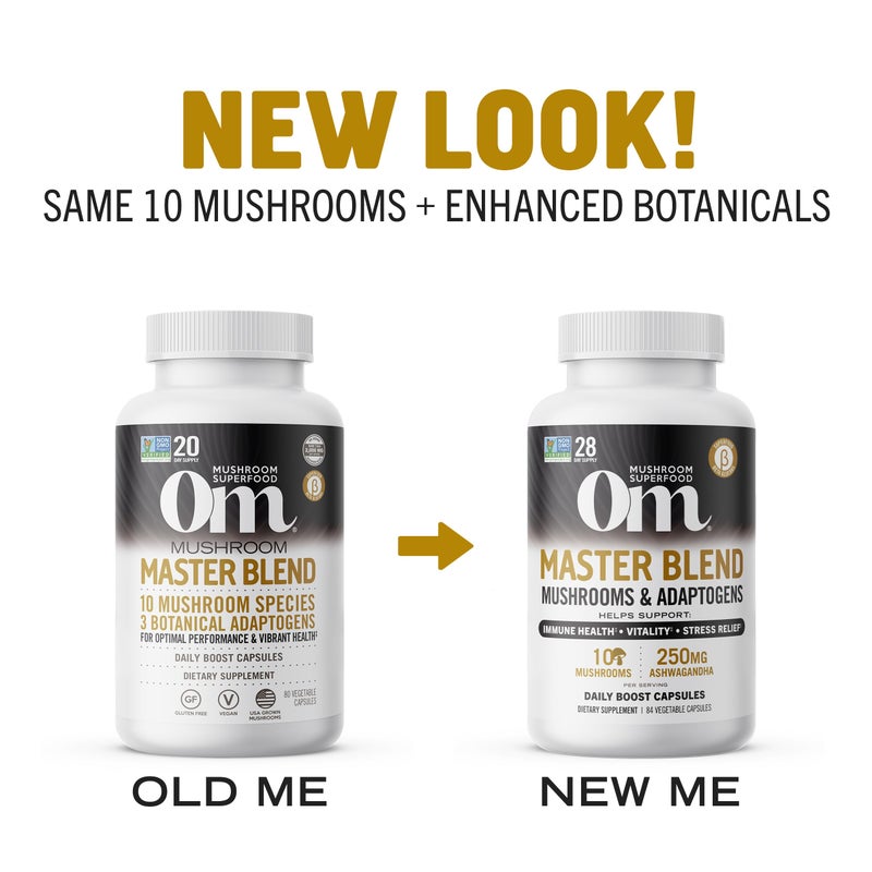 OM Mushroom Superfood Master Blend Mushrooms & Adaptogens, Capsules Supplement, 84 Count, 28 Servings, 10 Mushroom Complex, Adaptogens for Immune Health, Vitality, Stress Relief - Image 3