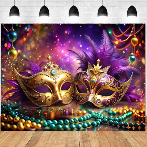 LTLYH 7x5ft Venetian Mardi Gras Decoration Backdrop Carnival Masquerade Photography Backgrounds Mask Colorful Backdrop Party Decoration Banner Studio Props 306 - Image 3