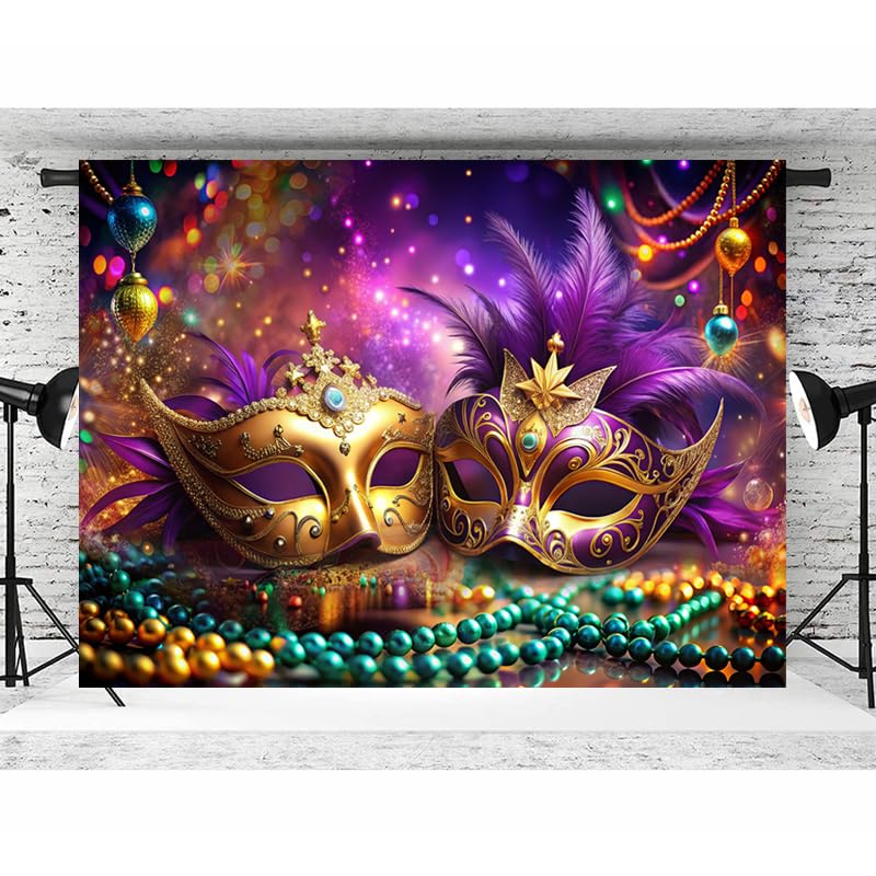 LTLYH 7x5ft Venetian Mardi Gras Decoration Backdrop Carnival Masquerade Photography Backgrounds Mask Colorful Backdrop Party Decoration Banner Studio Props 306 - Image 4
