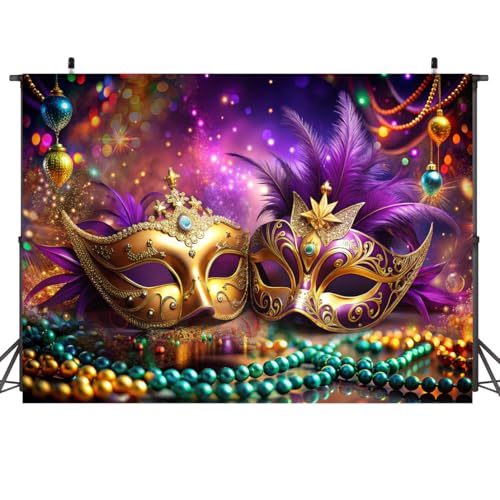 LTLYH 7x5ft Venetian Mardi Gras Decoration Backdrop Carnival Masquerade Photography Backgrounds Mask Colorful Backdrop Party Decoration Banner Studio Props 306 - Image 2