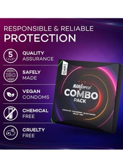 Manforce Manforce Combo, Lubricated Flavoured Condoms For Men | 20 Pcs | Chocolate, Strawberry, Black Grapes, Melon & Mint  - Image 3