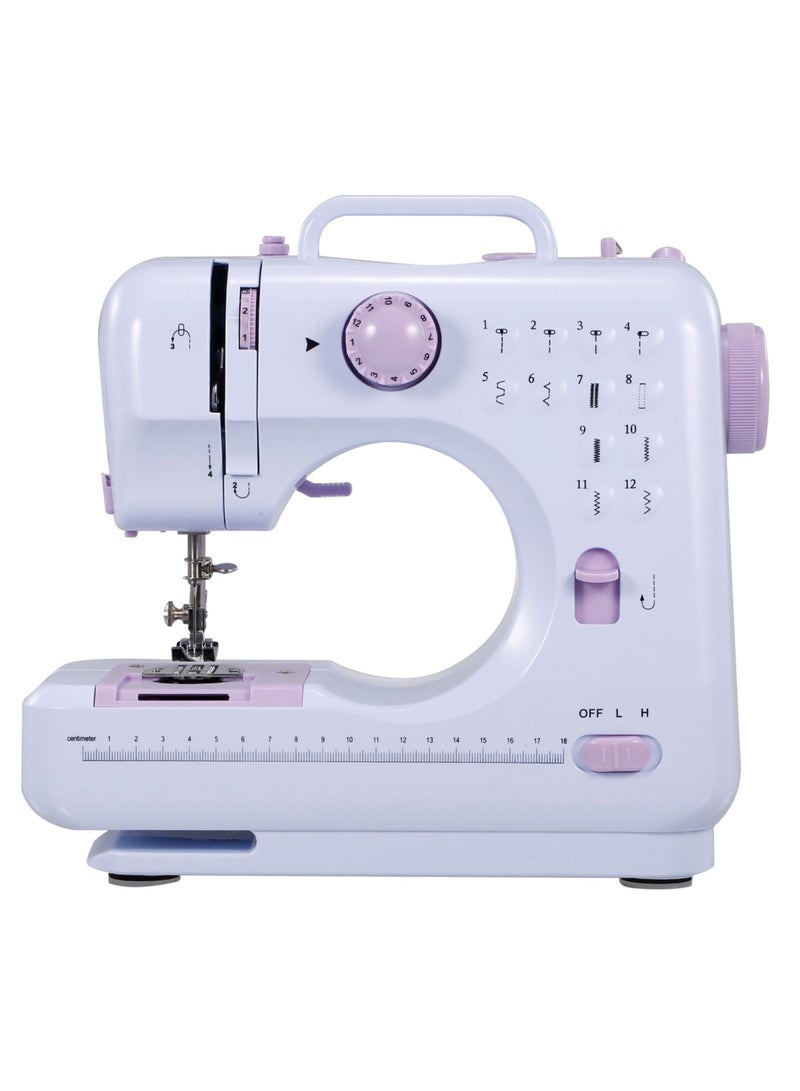 DubaiGallery ماكينة خياطة محمولة كهربائية للأعمال المنزلية والتصميم والترميم، ماكينة خياطة صغيرة 12 غرزة بسرعتين - Image 1