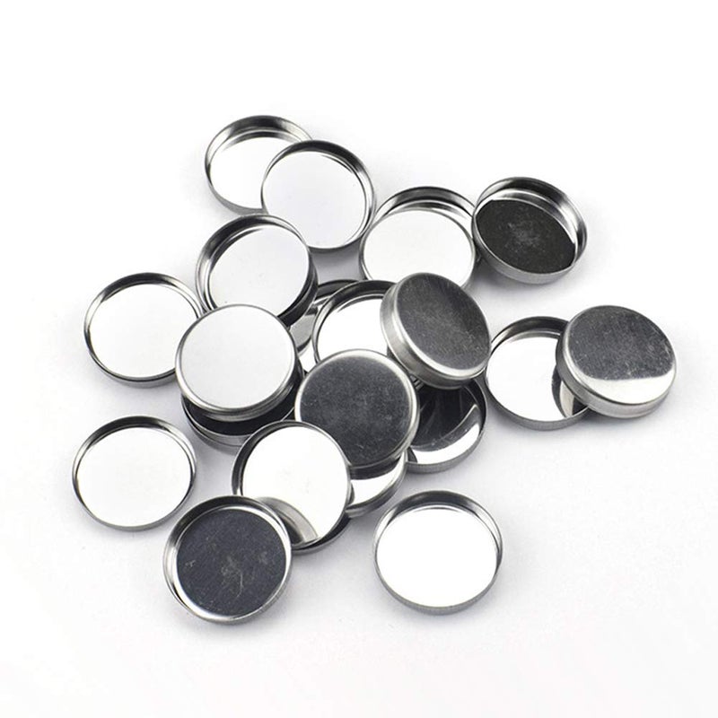 lasenersm 30 Pieces Empty Round Metal Tin Palette Pans Round Metal Pans Cosmetic Eyeshadow Pans for Eyeshadow Palette for Magnetic Makeup Palette 26mm Diameter 5mm Height