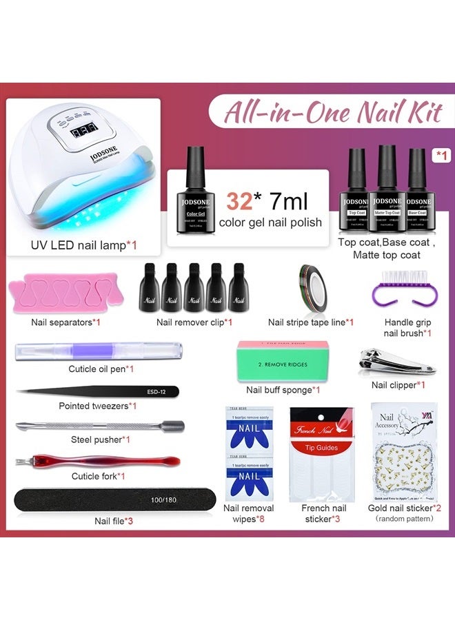 JODSONE طقم طلاء أظافر جل مع ضوء UV - مجموعة طلاء جل 32 لون - Image 2
