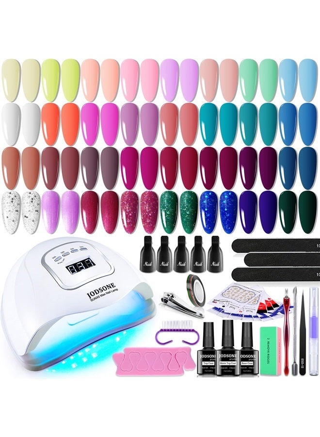 JODSONE طقم طلاء أظافر جل مع ضوء UV - مجموعة طلاء جل 32 لون - Image 1