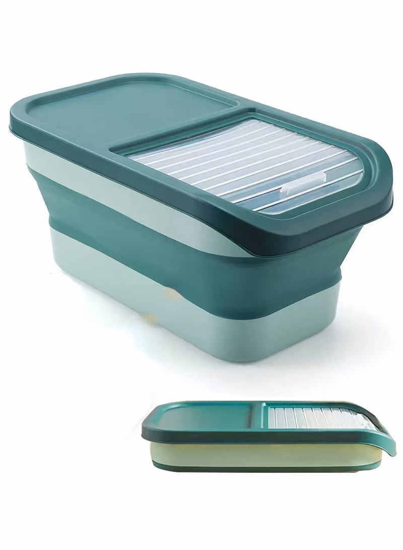 Excefore حاوية طعام قابلة للطي للحيوانات الأليفة مع أغطية، حاوية تخزين طعام سعة 13 رطل، حاويات طعام قطط محكمة الإغلاق مع كوب قياس ومجرفة، تخزين قابل للطي للأرز في المطبخ للطعام، الحبوب، القهوة - Image 1