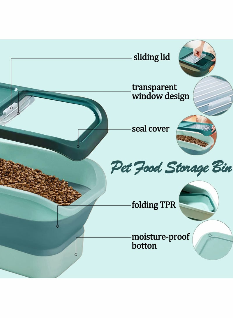 Excefore حاوية طعام قابلة للطي للحيوانات الأليفة مع أغطية، حاوية تخزين طعام سعة 13 رطل، حاويات طعام قطط محكمة الإغلاق مع كوب قياس ومجرفة، تخزين قابل للطي للأرز في المطبخ للطعام، الحبوب، القهوة - Image 3