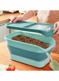 Excefore Collapsible Pet Food Container with Lids, 13 LB Food Storage Container, Airtight Cat Food Containers with Measuring Cup and Scoop, Foldable Kitchen Rice Storage for Food, Cereal, Coffee  - Image 2