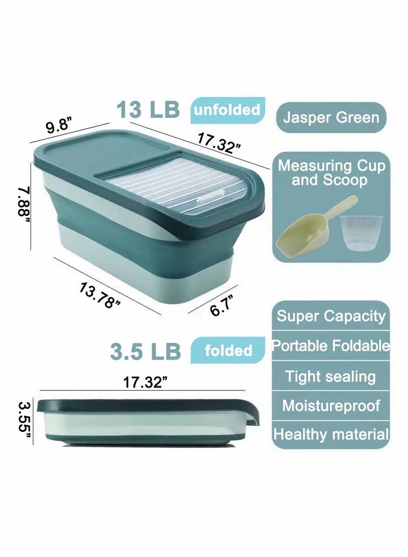 Excefore حاوية طعام قابلة للطي للحيوانات الأليفة مع أغطية، حاوية تخزين طعام سعة 13 رطل، حاويات طعام قطط محكمة الإغلاق مع كوب قياس ومجرفة، تخزين قابل للطي للأرز في المطبخ للطعام، الحبوب، القهوة - Image 5
